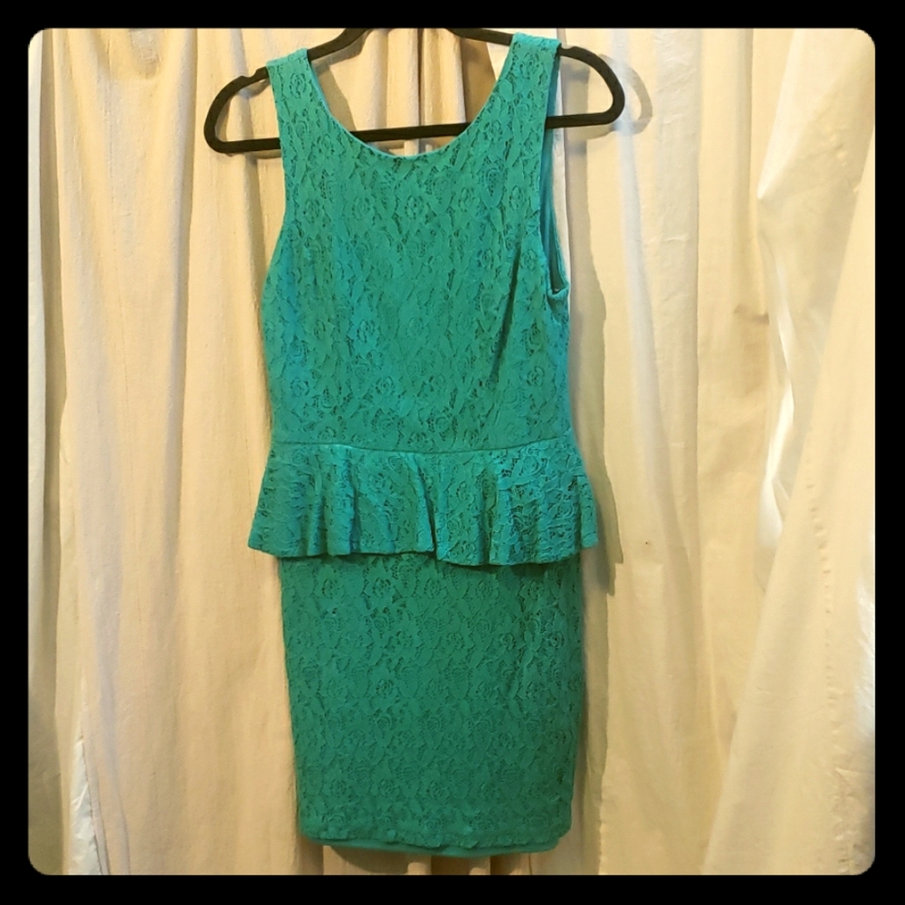 Peplum Sea Green Teal tank dress size 10